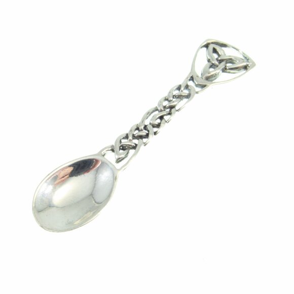 Solid 925 Sterling Silver Celtic Miniature Salt Spoon - Pagan Altar Tool - Picture 5 of 8